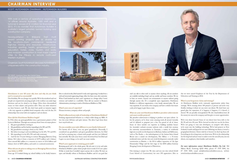 CEO Interview – Scott Hutchinson – Australian National Construction Review Magazine